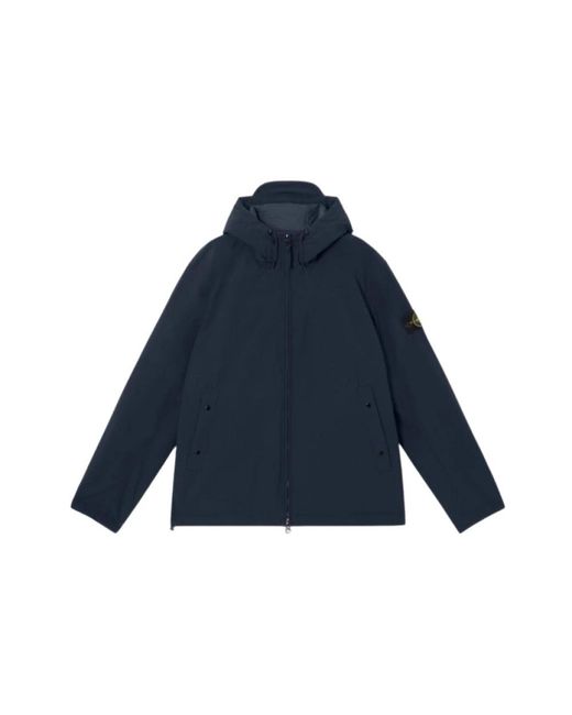 Stone Island Jassen ,Blauw ,Polyester Soft Shell Gewatteerd Jack in het Blue voor heren