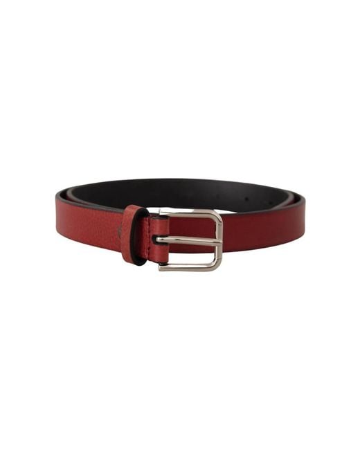 Dolce & Gabbana Burgunderroter Ledergürtel Mit Silberschnalle in Red für Herren