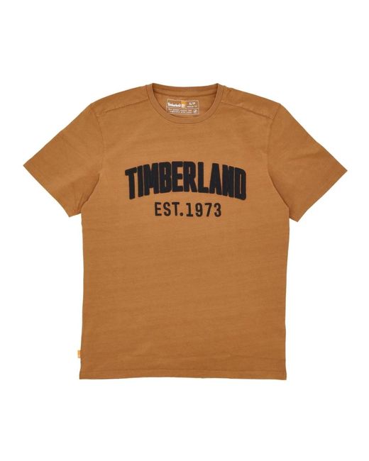 Timberland Tops ,Bruin ,Katoen Modern Wash Tee Wheat Boot T-Shirt in het Brown voor heren
