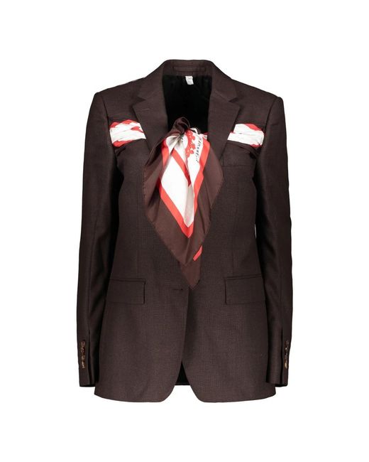 Burberry Jassen ,Bruin ,Wol Gestructureerde Blazer Met Contrasterende Details in het Black
