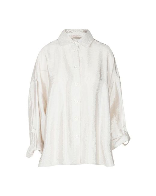 Grifoni White Shantung Hemd Mit Spitzkragen
