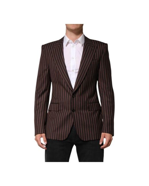 Dolce & Gabbana Gestreepte Single Breasted Wollen Blazer in het Black voor heren