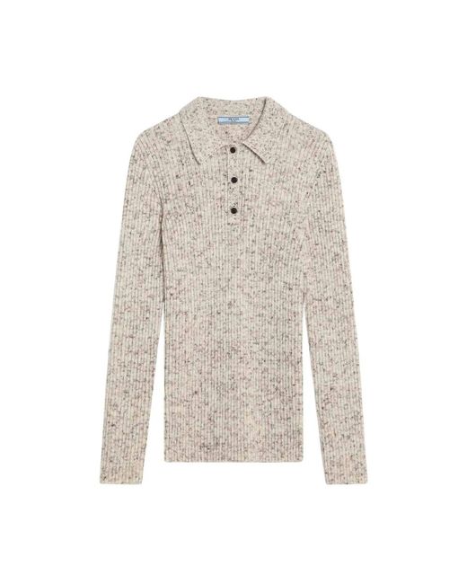 Prada White Round-Neck Knitwear