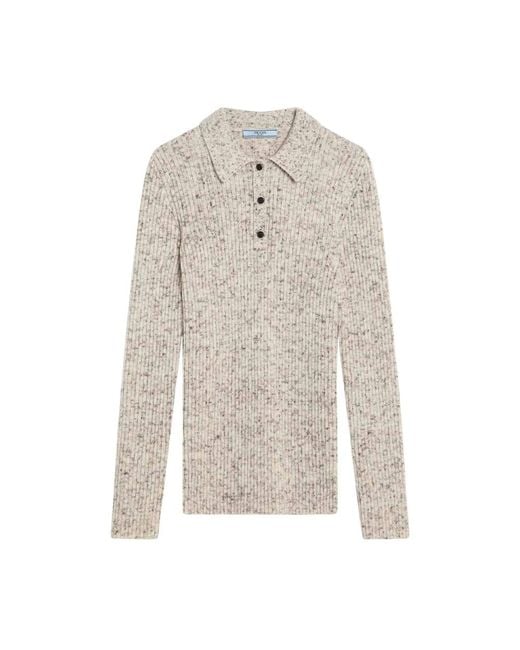 Prada White Round-Neck Knitwear