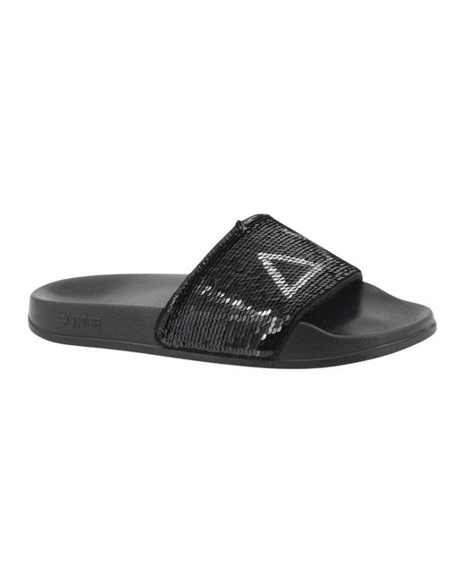 Sun 68 Schoenen ,Zwart ,Pailletten Beach Sequin Slides in het Black