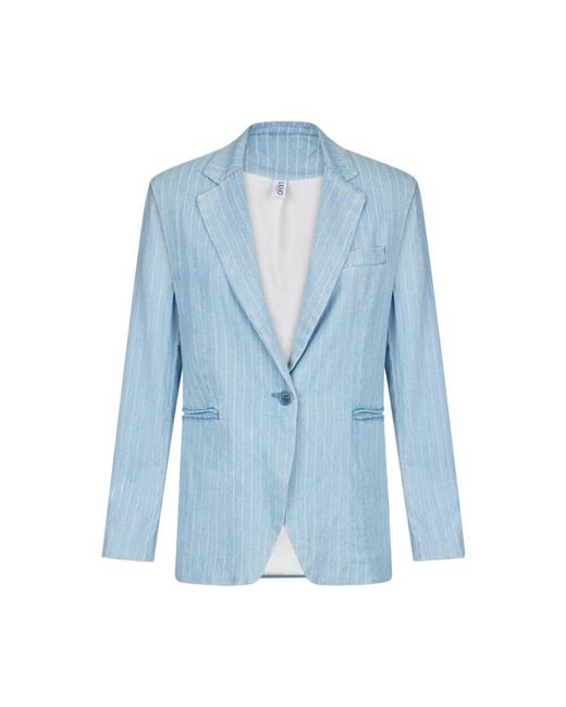 Liu Jo Blue Blaue Denim Baumwollblazer Jacke
