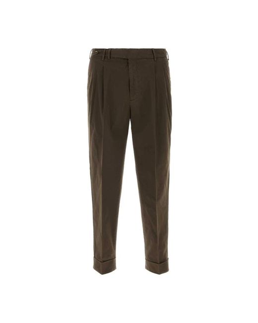 PT Torino Brown Cropped Trousers for men
