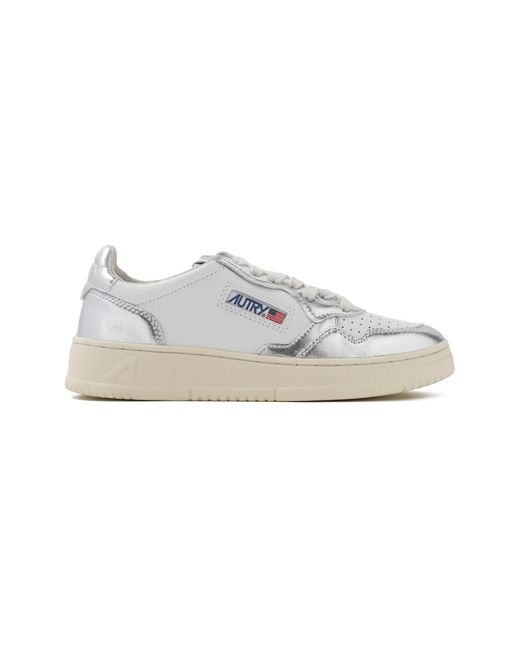 Autry White Weiße silberne ledersneakers