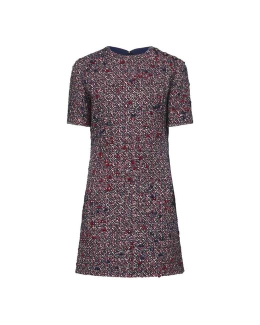Gucci Kleedjes ,Veelkleurig Crew Neck Jurk Met Metalen Knopen in het Purple