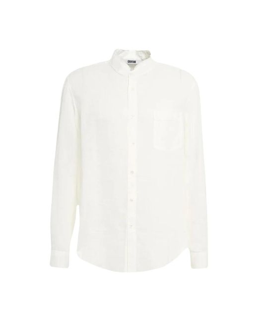 Camicia manica lunga con collo coreano di Mauro Grifoni in White da Uomo