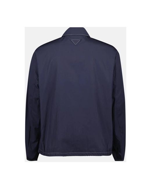Prada Jassen ,Blauw ,Katoen Marineblauwe Windbreaker Jas in het Blue voor heren