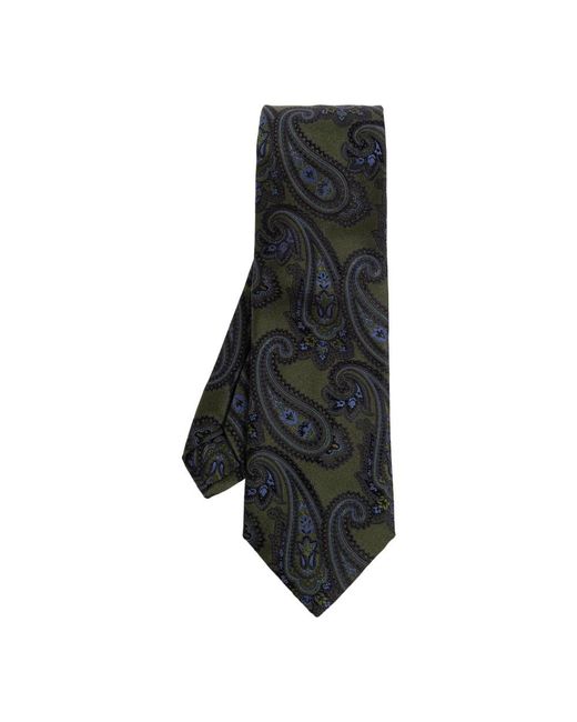 Etro Accessoires ,Groen ,Paisley Zijden Stropdas in het Black voor heren