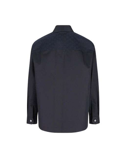 Gucci Overhemden ,Blauw ,Denim Gg Jacquard Button-Up Shirt in het Blue voor heren