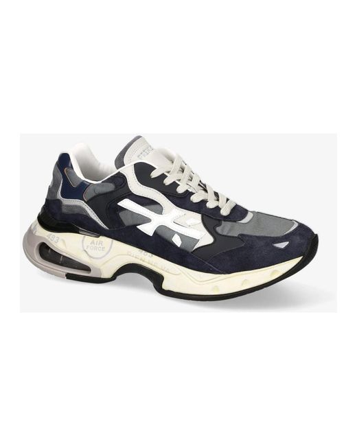 Premiata Blue Sharky Cotton Air Cushion Sneakers for men