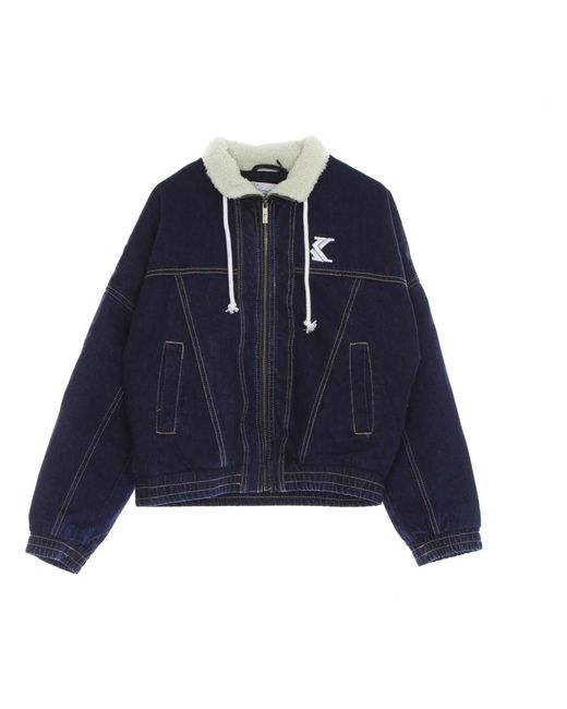 Karlkani Jassen ,Blauw ,Denim Donkerblauwe Denimjack Met Sherpa Voering in het Blue voor heren