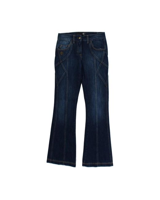Roberto Cavalli Blue Blaue baumwoll-stretch niedrige taille jeans