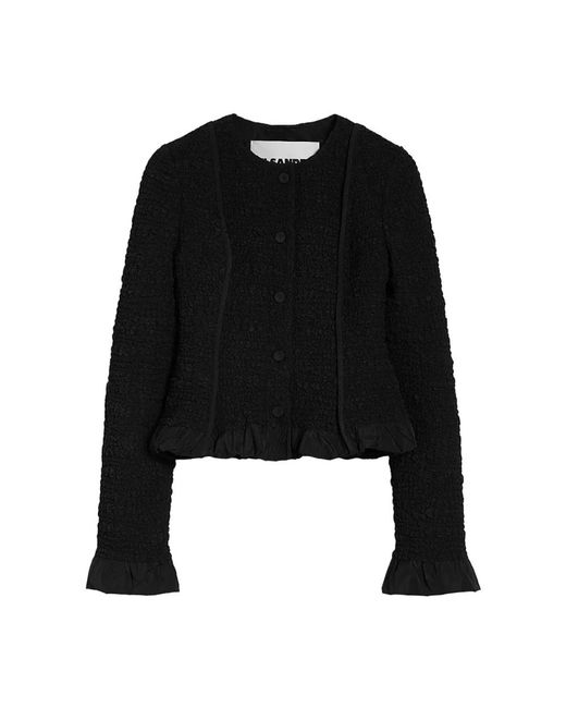 Jil Sander Truien & Vesten ,Zwart ,Zwarte Gedrapeerde Manchetten-Zoom Jas in het Black