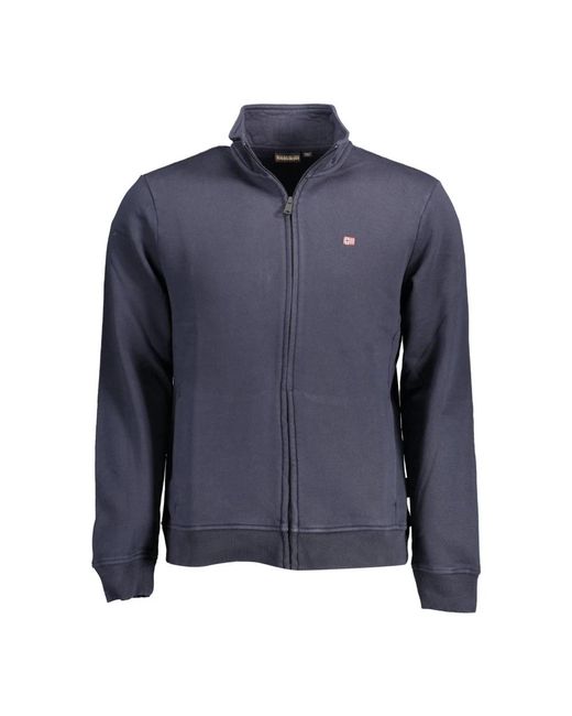 Napapijri Hoodies & Sweatvesten ,Blauw ,Blauwe Sweatshirt Met Lange Mouwen En Rits in het Blue voor heren