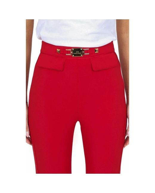 Elisabetta Franchi Red Cropped Trousers