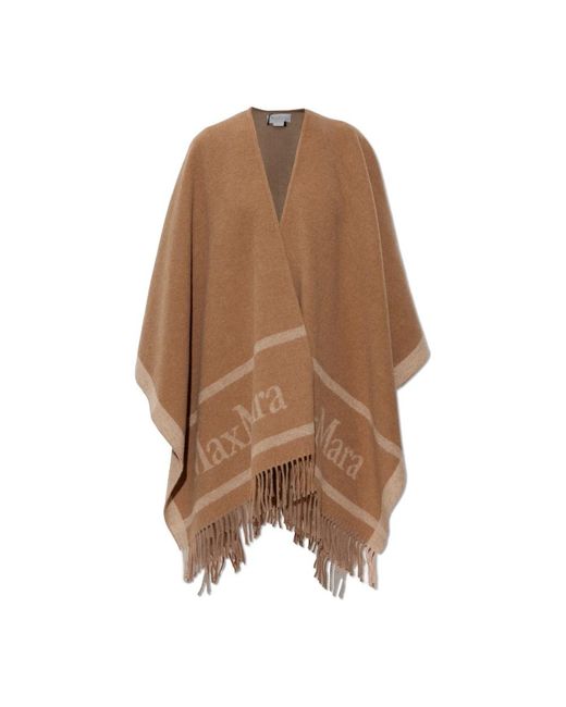 Max Mara Hilde Wol Poncho in het Brown