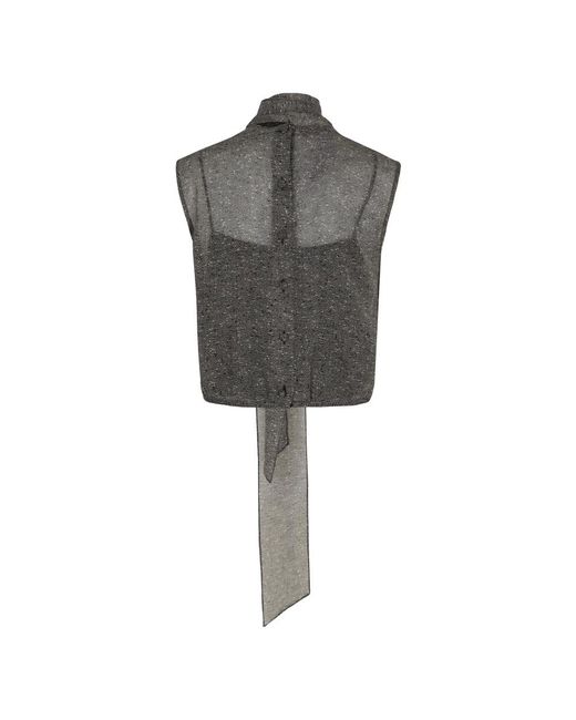 Gucci Gray Top Aus Transparentem Seiden-Georgette