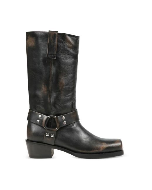 Paris Texas Black Cowboy & Biker Boots