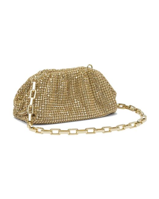 Self-Portrait Natural Goldene Chainmail Clutch Tasche
