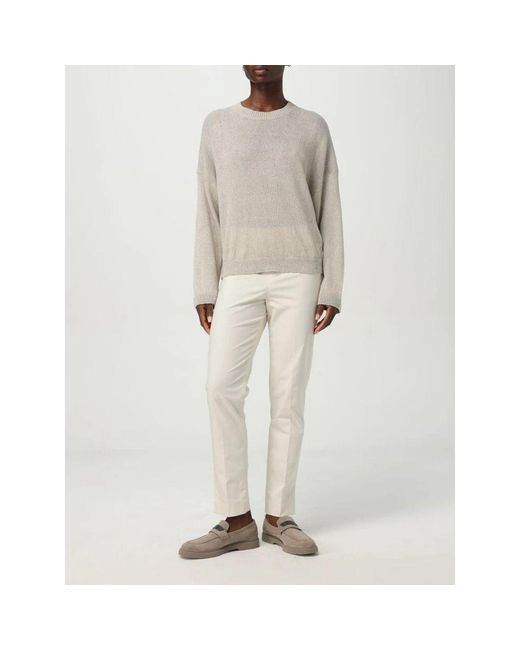 Brunello Cucinelli Natural Beiger Leinenstrickpullover