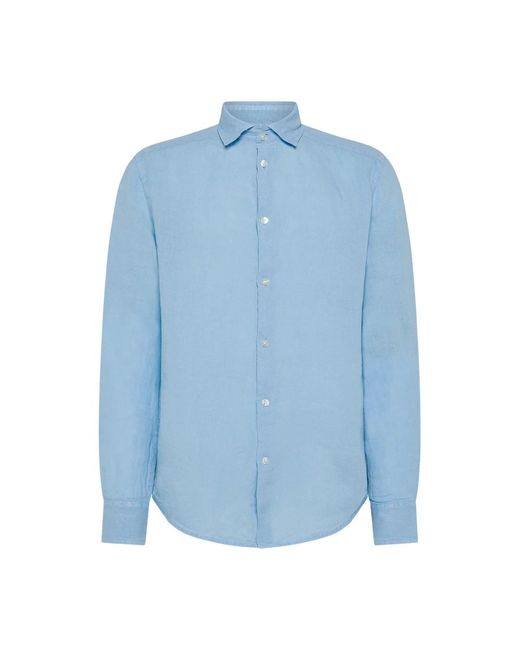 Camicia in lino blu di Peuterey in Blue da Uomo