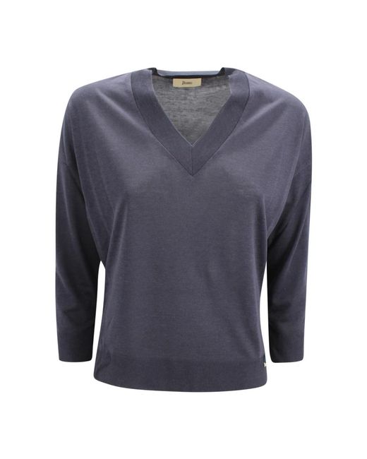 Herno Blue V-Neck Knitwear
