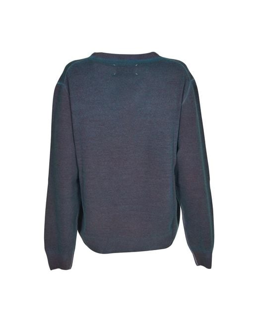 Maison Margiela Blue V-Neck Knitwear