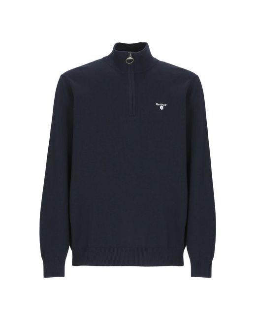 Barbour Truien & Vesten ,Blauw ,Katoen Blauwe Katoenen Trui Met Rits in het Blue voor heren