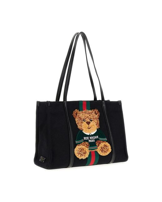 Rue Madam Black Tote Bags