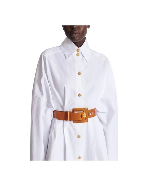 Balmain Accessoires ,Bruin ,Leer Anthem Kalfsleren Riem in het Brown