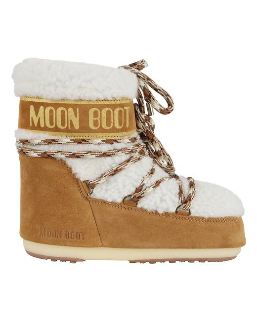 Moon Boot Metallic Shearling Low Boot Whisky Wildleder