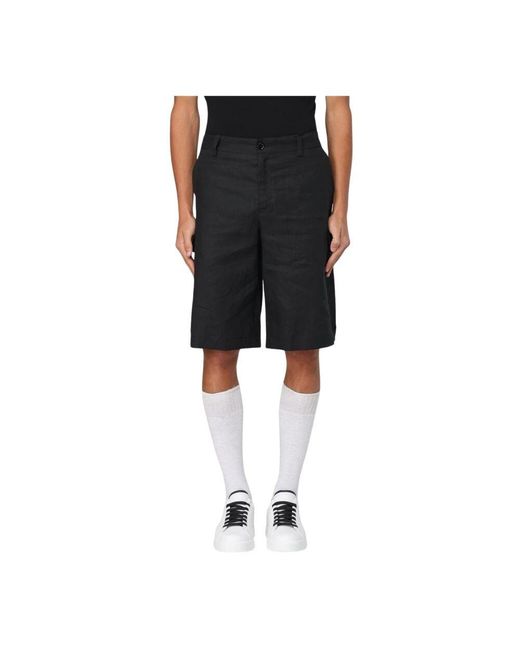 Dolce & Gabbana Schwarze Leinen-Casual-Shorts in Black für Herren