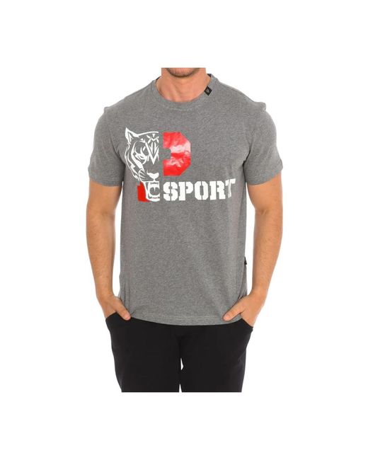 Philipp Plein Kurzarm t-shirt mit markendruck,t-shirt mit kurzem ärmel und markendruck in Gray für Herren
