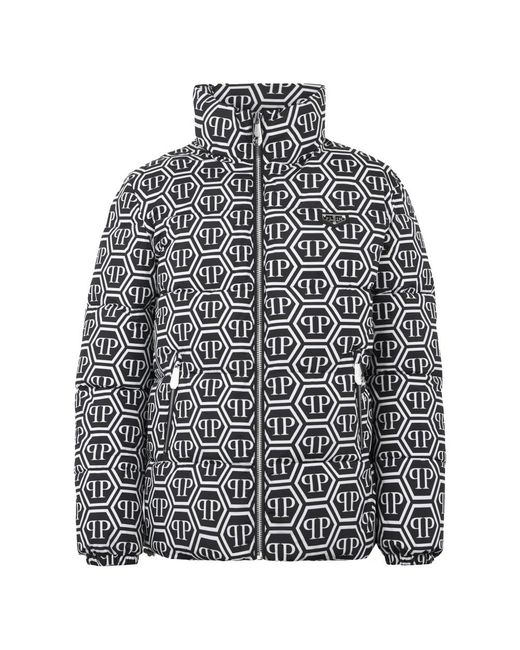 Philipp Plein Nylon Puffer Jacket Monogram in het Black voor heren