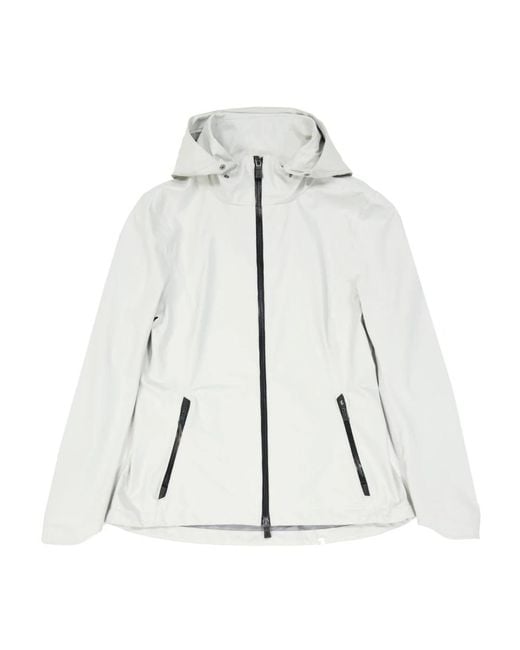 Herno White Water-Repellent Rain Jacket With Non-Detachable Hood