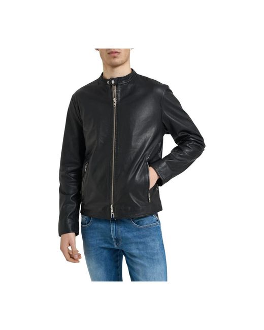 Bomboogie Black Leather Jackets for men
