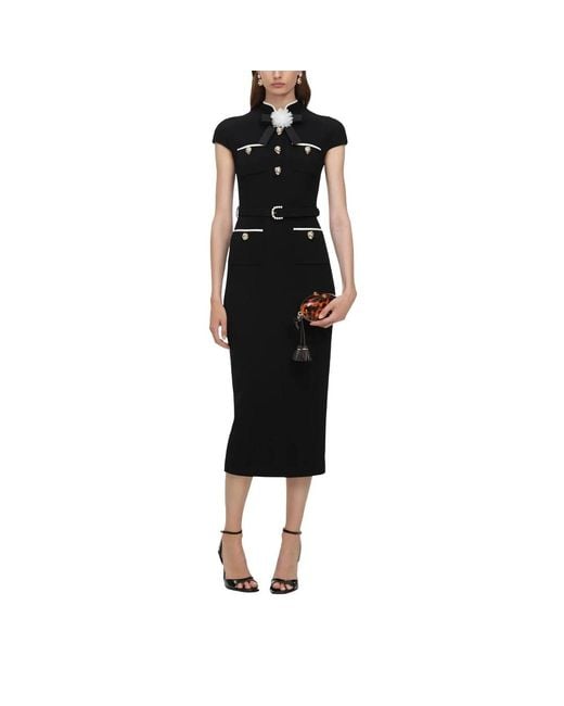 Self-Portrait Black Midi Dresses
