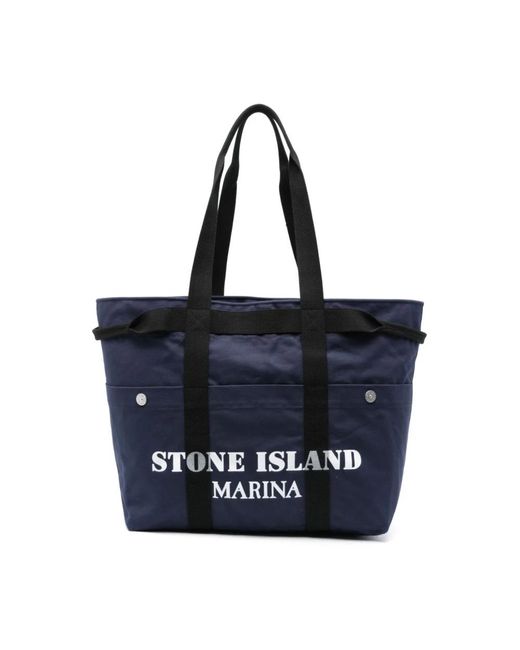 Stone Island Blue Tote Bags for men