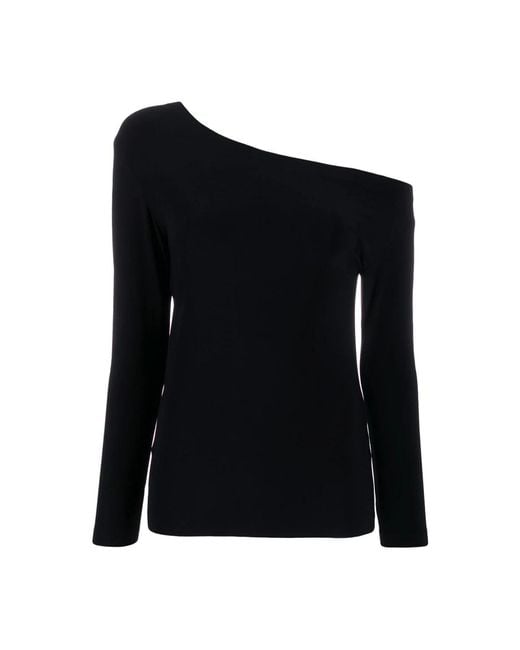 Norma Kamali Black Schulterfreie Schwarze T-Shirts Und Polos