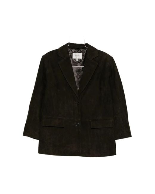 Gestuz Black Braune Wildlederjacke Mit Revers