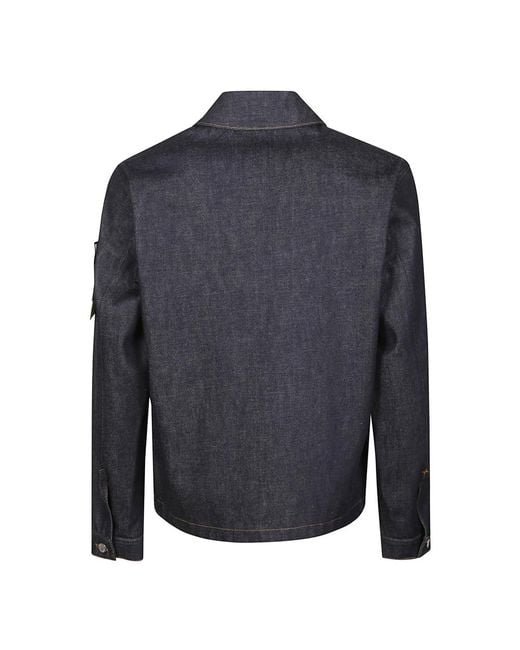 Stone Island Blue Denim Jackets for men