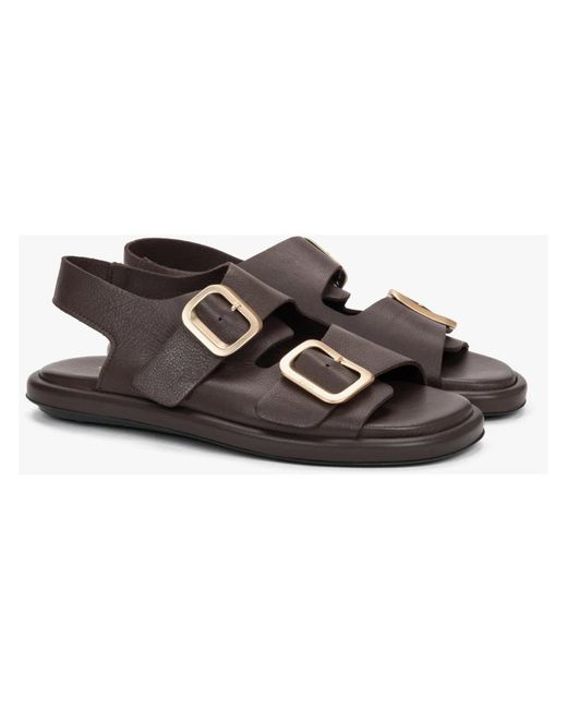 ESTRO Brown Flat Sandals