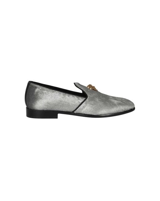 Versace Schoenen ,Grijs ,Leer Leren Moccasins Met Metalen Detail in het Gray voor heren