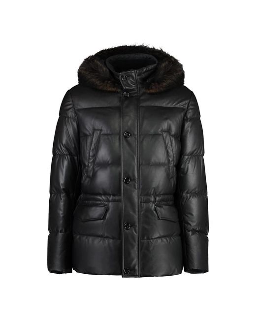 Leather Jackets di Moorer in Black da Uomo