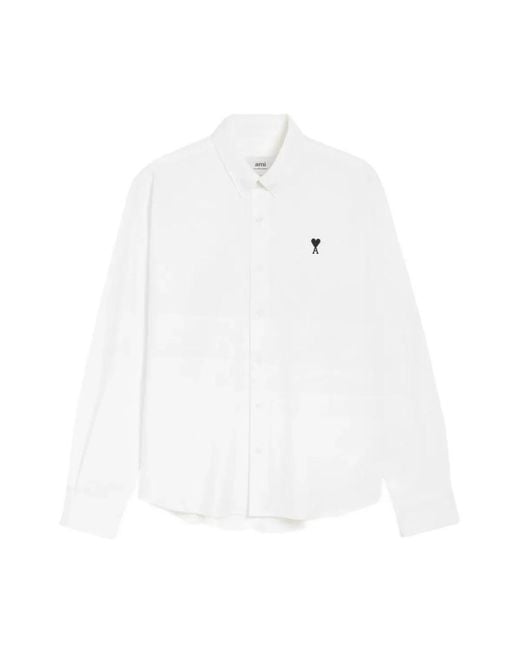 AMI Overhemden ,Wit ,Katoen De Coeur Oxford Shirt in het White voor heren