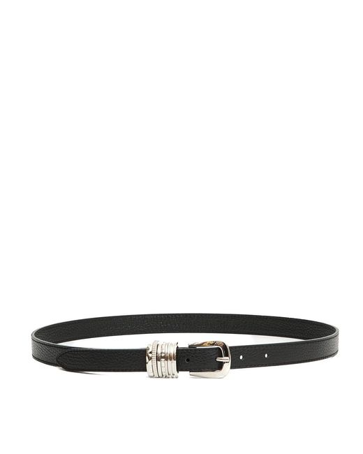 Orciani Zwarte Leren Riem Met Zilveren Gesp in het Black